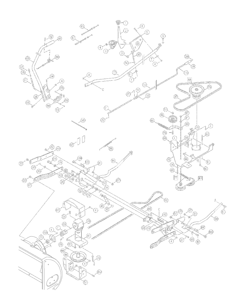 Attachment / Oem-190-032 Snow Thrower (2007) / Driveandhandle Assembly Diagram and Parts List for 13A1762F729 2007 Yard Machines Lawn Tractor